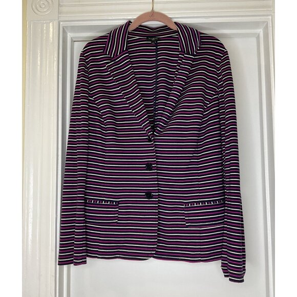 Talbots Soft Knit Navy, Pink, Striped Blazer Lightweight Size 1X - Picture 1 of 6